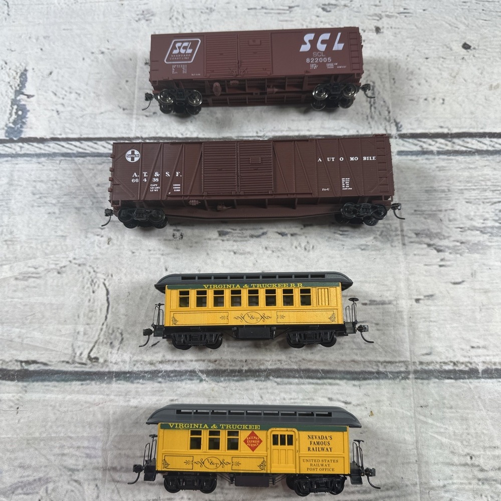Vintage HO Scale Lot 4 Virginia & Truckee SCL Santa Fe AT&SF Boxcars Passenger
